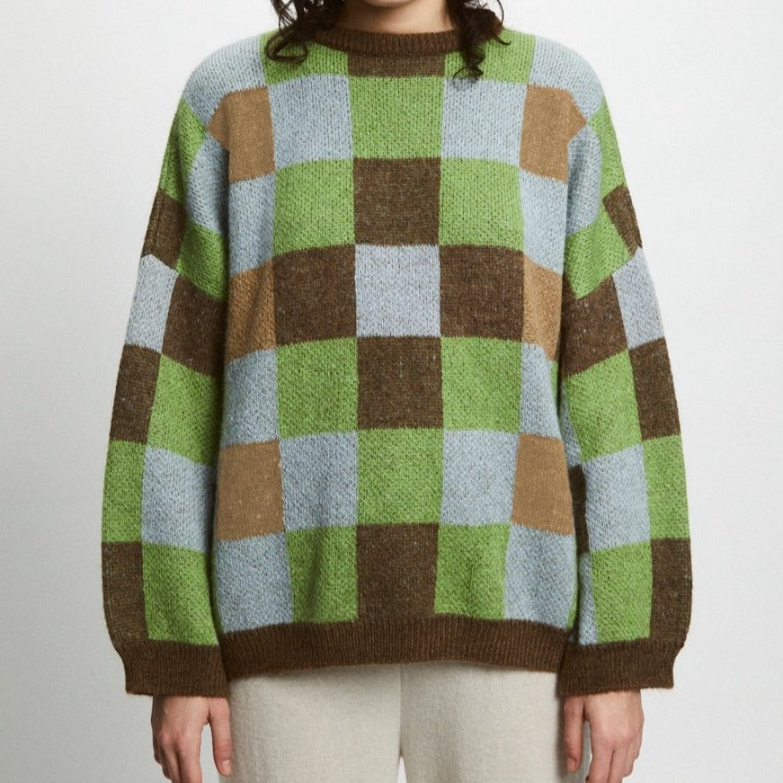 Rita Row - Sweater Nellie Checked Green Brown