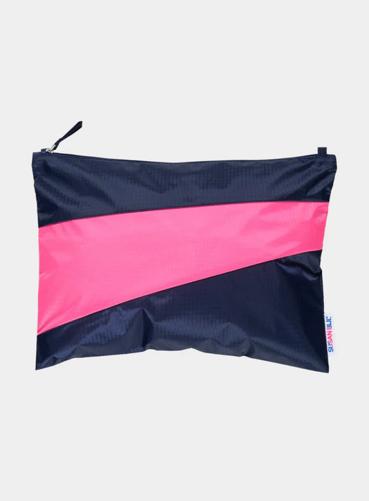 Susan Bijl - The New Pouch Navy & Fluo Pink Large