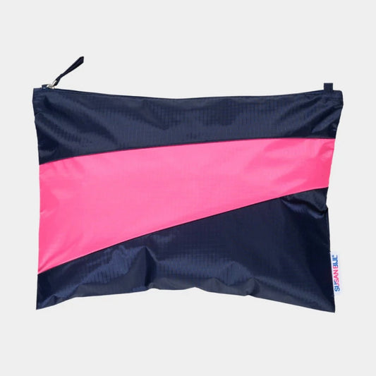 Susan Bijl - The New Pouch Navy & Fluo Pink Large