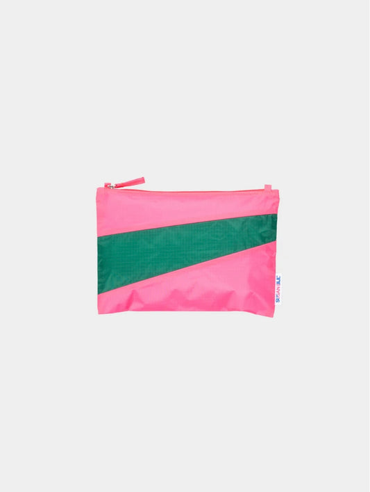 Susan Bijl - The New Pouch Fluo Pink & Seaweed Medium