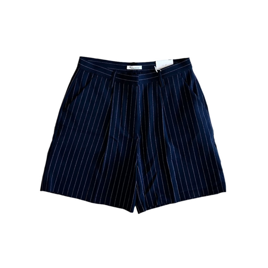 Knowledge Cotton Apparel - Short Posey Pin Strip Wide Total Eclipse