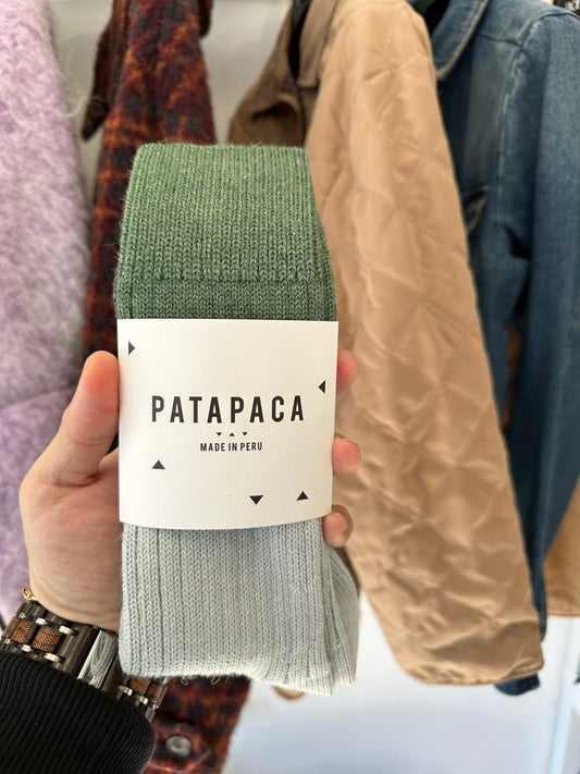Patapaca - Sock Tri Alpaca Bamboo Green Crudo Charcoal