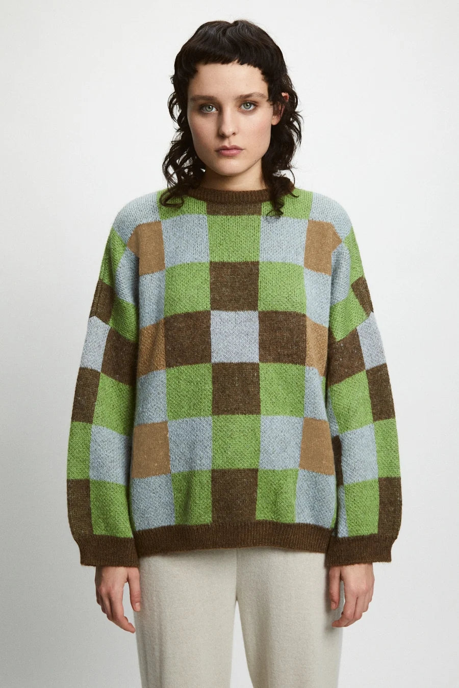 Rita Row - Sweater Nellie Checked Green Brown