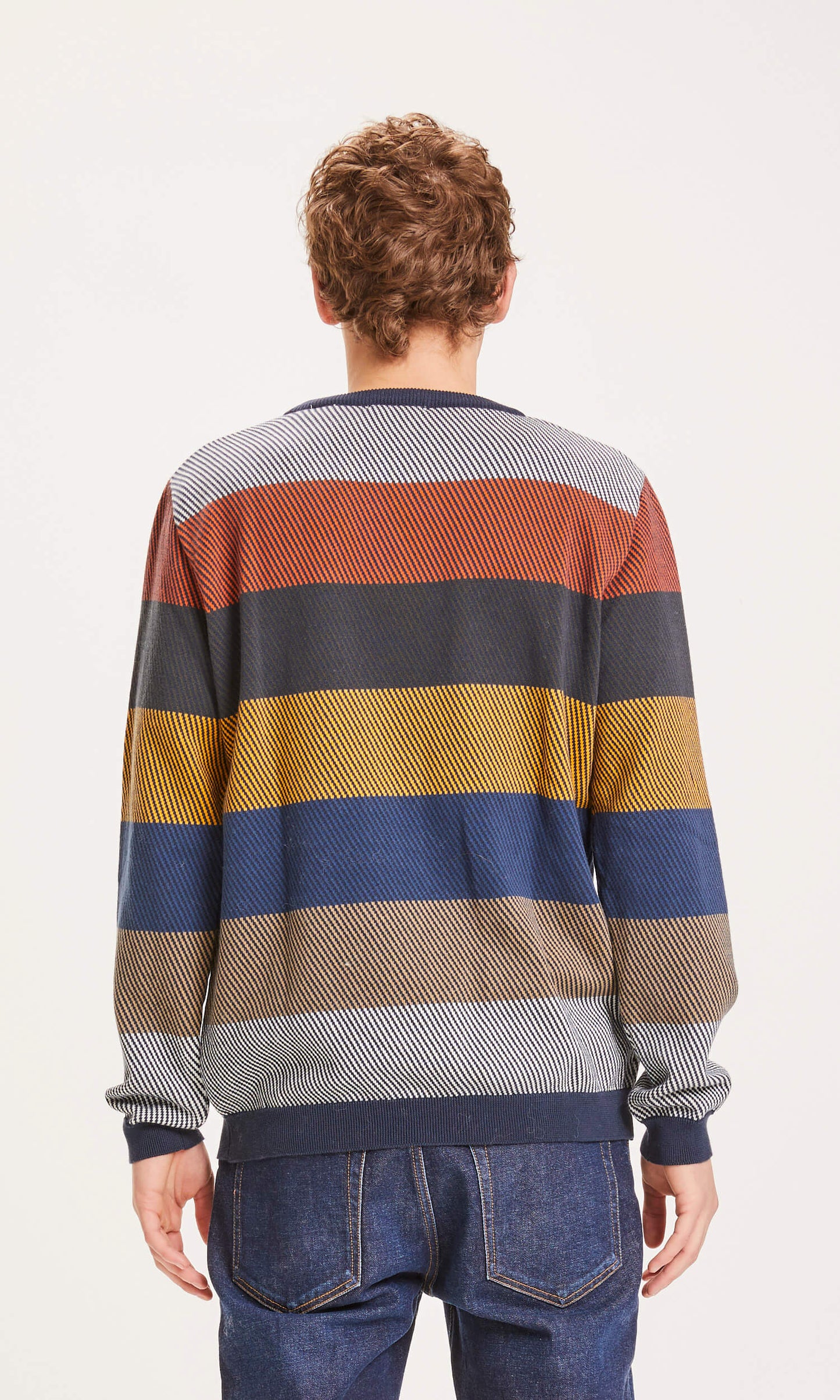Knowledge Cotton Apparel - Sweater Field O-neck Two Toned Diagonal Knit