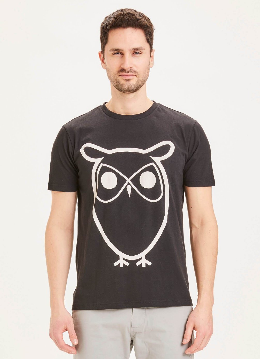 Knowledge Cotton Apparel - T-shirt ALDER Basic Owl Black