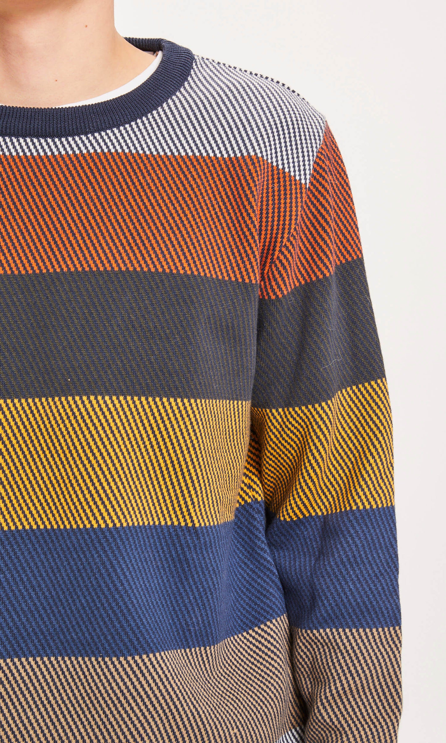 Knowledge Cotton Apparel - Sweater Field O-neck Two Toned Diagonal Knit