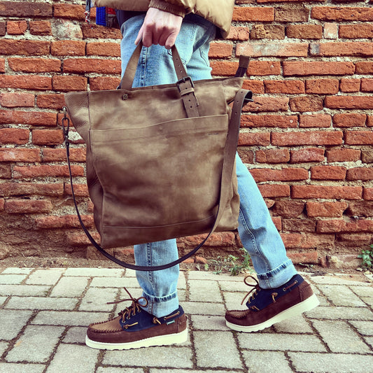 Kjore Project - Bags Handle Nubuck Leather Russet Brown