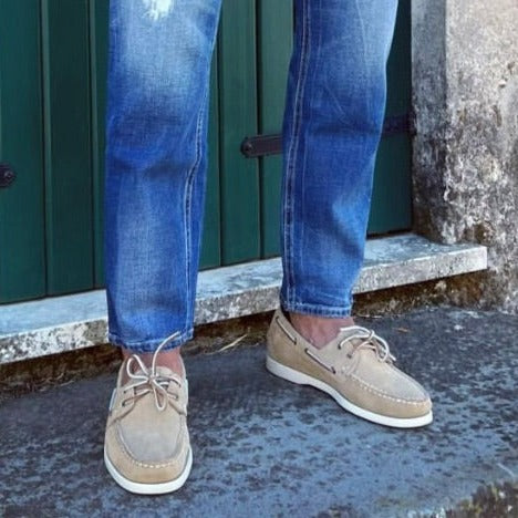 Sebago - Shoe Mocassino Docksides Portland Nubuck Beige Camel