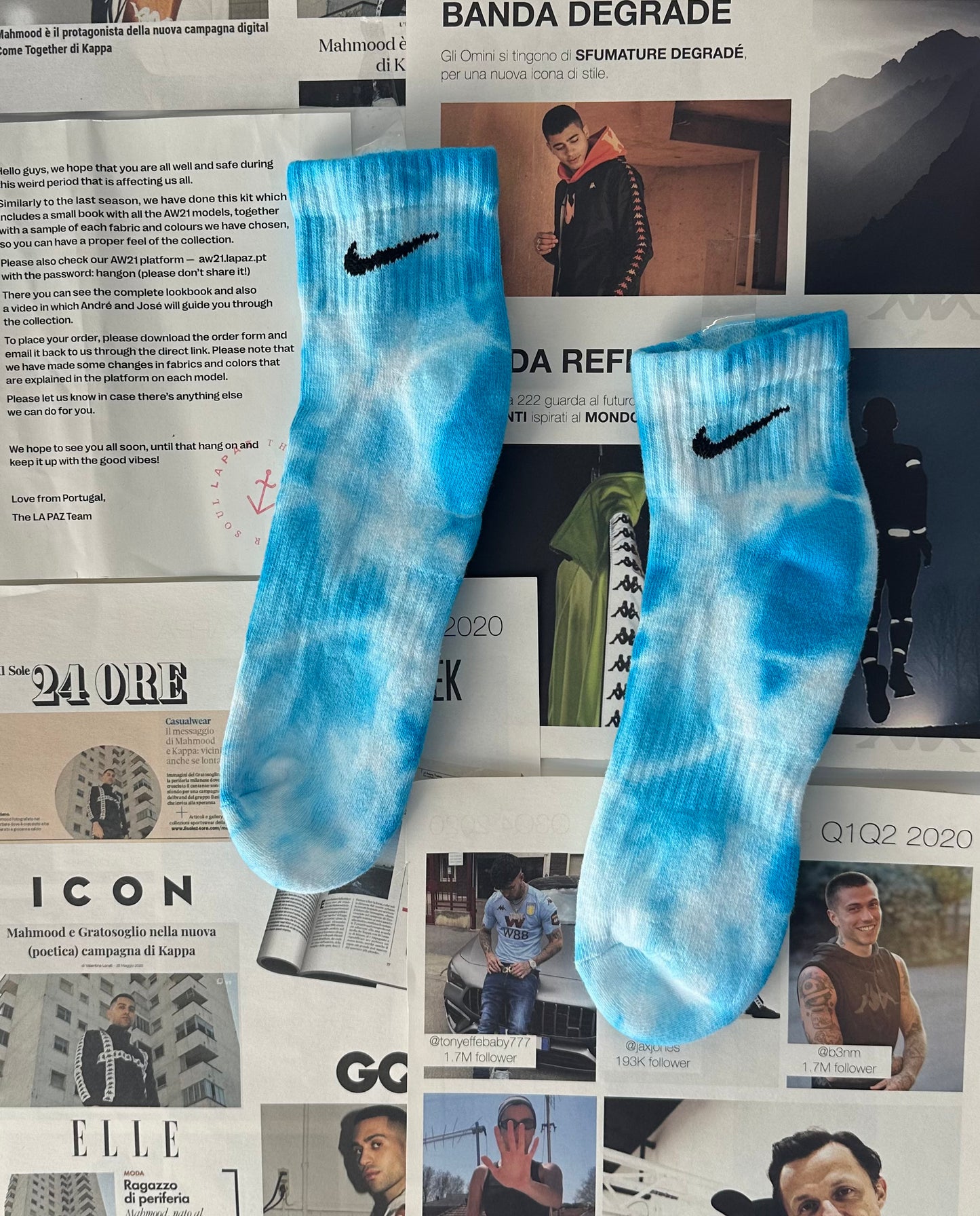 Nike - Socks  Plus Cushioned White/Skyblue